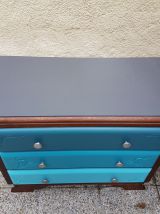 Commode vintage art déco dégradé de bleu