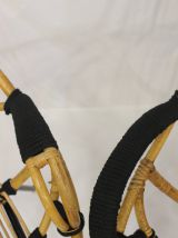 Paire fauteuils vintage année 60 rotin  finition corde.