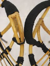 Paire fauteuils vintage année 60 rotin  finition corde.