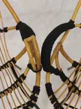 Paire fauteuils vintage année 60 rotin  finition corde.