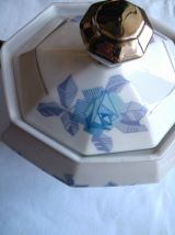 Service à café MC&amp;Cie, porcelaine de Limoges, motif floral géométrique, années 1920