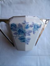 Service à café MC&amp;Cie, porcelaine de Limoges, motif floral géométrique, années 1920