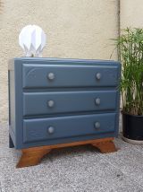 Commode vintage bleu et bois