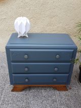 Commode vintage bleu et bois