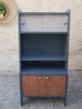 Bibliothèque vitrine vintage bleu nuit 