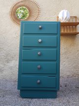 chiffonnier en bois vintage vert emeraude