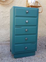 chiffonnier en bois vintage vert emeraude