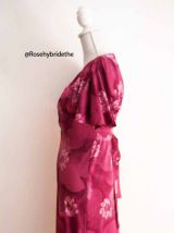 Robe longue manches papillons zip rose violine fleurie vintage 70s