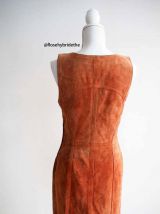 Robe crayon 100% cuir de daim suèdine vintage 70's