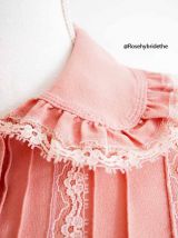 Chemisier col Claudine vieux rose dentelle et froufrous esprit victorien vintage 60's