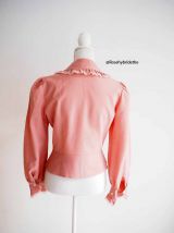 Chemisier col Claudine vieux rose dentelle et froufrous esprit victorien vintage 60's