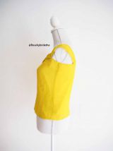 Top 100% Soie jaune col Bardot épaules dénudées