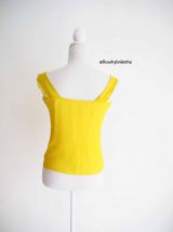 Top 100% Soie jaune col Bardot épaules dénudées