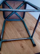 Tabouret d'école ou d'atelier en métal et bois style industriel