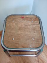 Tabouret d'école ou d'atelier en métal et bois style industriel