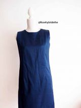 Ensemble tailleur robe et veste bleu métallisé Jacky Kennedy vintage 60's