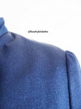 Ensemble tailleur robe et veste bleu métallisé Jacky Kennedy vintage 60's