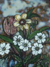 Assiette en ceramique de Vallauris fleurs