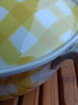 soupière vintage SALINS carreaux jaune et blanc