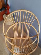 Fauteuil corbeile rotin vintage