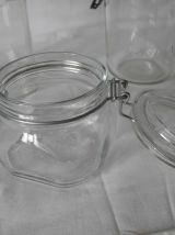 Lot 3 bocaux  en verre blanc Vintage