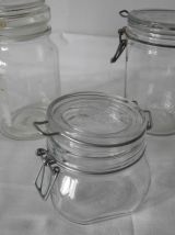 Lot 3 bocaux  en verre blanc Vintage