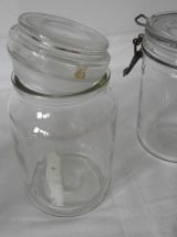 Lot 3 bocaux  en verre blanc Vintage