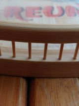 Plateau et sous verres en osier décor " île de la réunion " - Vintage