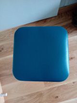 tabouret en métal et skaï années 60-70 revisité en bleu canard