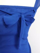 Robe de soirée bleu électrique strass noeud fluide