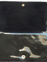 Pochette vintage femme cuir noir chaine doree