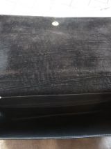 Pochette vintage femme cuir noir chaine doree