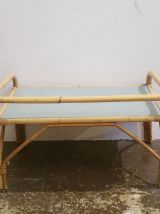 Table d'appoint vintage en rotin