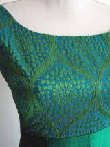 Robe longue de soirée moirée brocart vintage 1960's