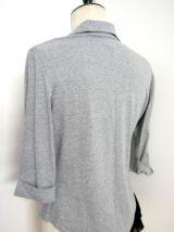 Gilet chemise gris souris vintage coton manche 3/4