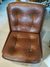 2 fauteuils vintages simili cuir marron