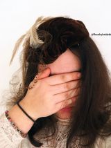 Chapeau en velours bibi à plumes d'autruche vintage 40's