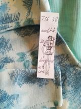 Robe vintage 70ies taille 36 38 bleu ciel motifs floraux 