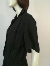 Combinaison pantalon vintage 80ies taille 38 noire motif gouttelettes noir 