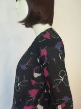 Veste vintage 70ies façon chemisier fin imprimé choc pour fille chic taille 36-38-40