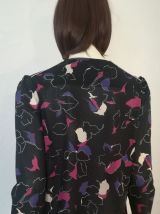 Veste vintage 70ies façon chemisier fin imprimé choc pour fille chic taille 36-38-40