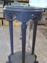 sellette gueridon tripode hetre 1900 marbre rouge restauré gris bleuté satiné