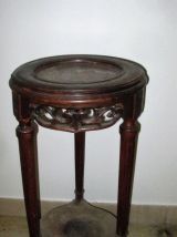 sellette gueridon tripode hetre 1900 marbre rouge restauré gris bleuté satiné