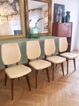  lot de 4 Chaises vintage scandinave blanches 