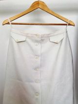 Célestine - Jupe blanche boutonnée vintage longueur genou