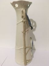 Vase mésanges bleues en céramique craquelée