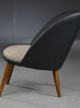 fauteuil en cuir, laine &amp; hêtre
