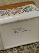 boite a sel  ancienne , porcelaine et bois