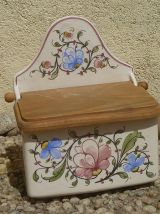 boite a sel  ancienne , porcelaine et bois
