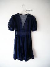 Robe en dentelle bleue marine vintage 40's